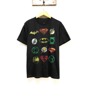 USA 古着 DCコミックス コットン/ポリエステル Tシャツ スーパーマン バットマン ロゴ アメコミ 古着卸 メンズM BA0067