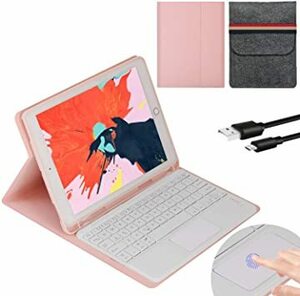 pink iPad 9.7 キーボードケース タッチパッド搭載 iPad保護ケース 超軽量 薄型 高級PUレザー 保護カバー ワ