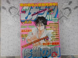 月間少年マガジン 1989 NO.11月号 修羅の門 名門!多小西応援団 DearBoys いきなりバックドロップ犬 鉄拳チンミ K.O. 講談社　昭和