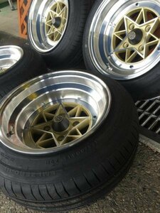 【復刻　スターシャーク】14×10J　-39　4Ｈ-114.3　ゴールド　185/55Ｒ14　2本タイヤセット