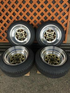 【復刻　スターシャーク】　14×8J　-13　14×9J　-26　4Ｈ-114.3　ゴールド　175/60Ｒ14　タイヤセット