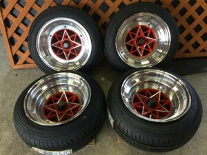 【復刻　スターシャーク】　14×8J　-13　14×9J　-26　4Ｈ-114.3　レッド（赤）　175/60Ｒ14　タイヤセット