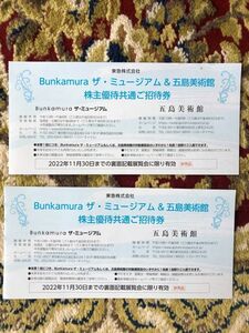 ■Bunkamura ザ・ミュージアム&五島美術館　株主優待共通ご招待券　2枚　2022年11月30日まで