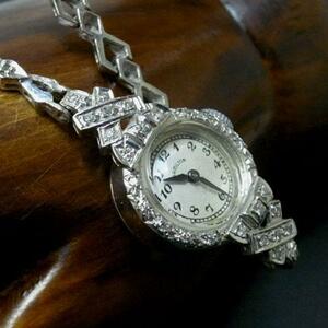 HAMILTON Hamilton diamond *14K hand winding lady's watch 