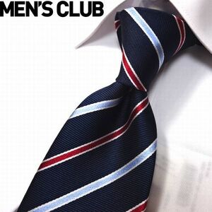 ☆新品 メンズクラブ MEN'S CLUB 絹シルク100％ ネクタイ 紺 水 赤 レジメンタル スーツ シャツ ビジネス 紳士 VAN JAPAN製 即決送料無料