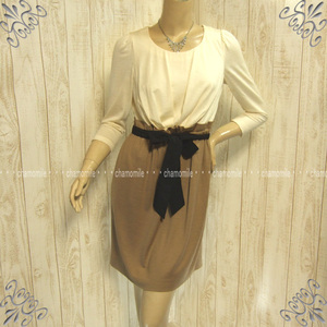 beautiful goods LE JOUR*ru Jules * size 38 ribbon belt attaching gya The - entering do King One-piece cream / light Camel standard practical use thin wool 100% cold . against 