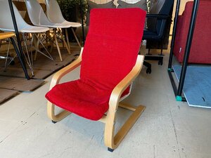 キッズチェア チェア レッド×ナチュラル ベビーチェア 子供椅子 木製 中古品
