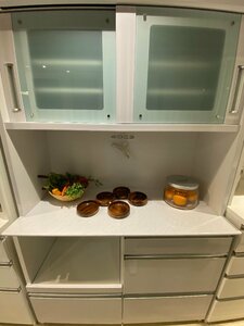 レンジボード 浅川木工 食器棚 キッチン収納 収納棚 白 中古品 直接引取り者歓迎