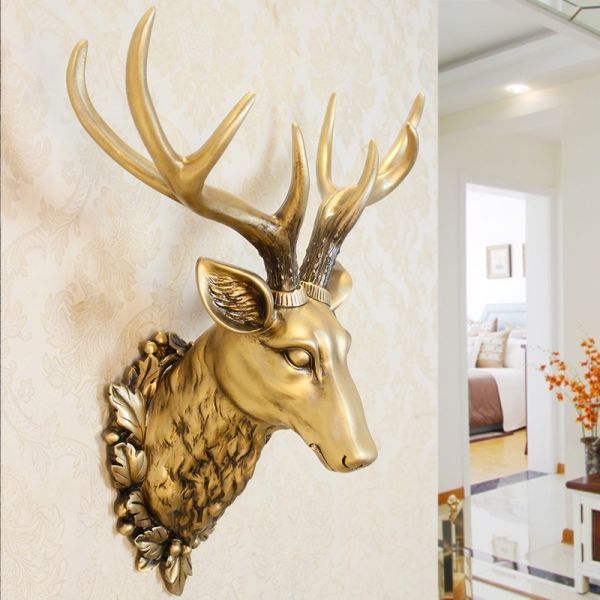 鹿の頭の壁の装飾 ホームディアヘッドウォールの装飾のあるFaux動物のジオメトリスズグヘッドウォールの装飾鹿のヘッドバストの壁掛け (Color  A, サイズ 95x55x70cm) UVisgvqcYJ