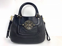 美品★送料無料 トリーバーチ TORY BURCH レザー 2Way ショルダーバッグ トートバッグ ハンドバッグ ブラック_画像1