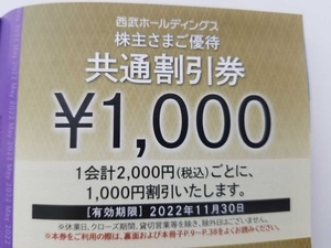 西武ホールディングス　株主優待　共通割引券 6000円分