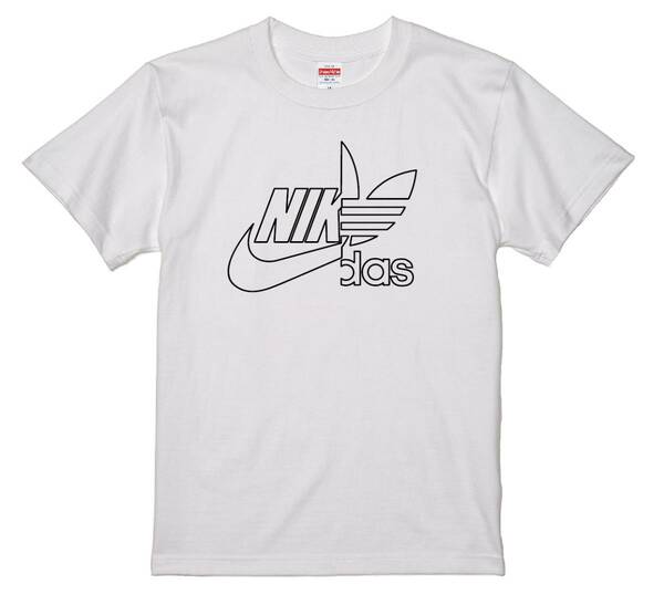 ナイダス　ラインTシャツ　Mサイズ　ホワイト×ブラック