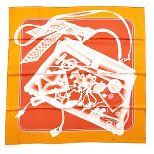 【1円】【新品】HERMES エルメス スカーフ カレ70 プリーズチェックイン オレンジ系 [240001654466]