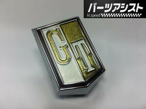 ハコスカ 2ドア フロント フェンダー GT エンブレム 金 / HT GTX KGC10 ゴールド 旧車 パーツアシスト