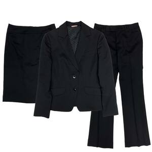 n line by nozomi エヌライン バイ ノゾミ セットアップ スーツ 3点セット リクルート ビジネス フォーマル 7 薄手 黒 ブラック