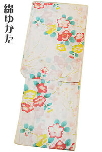  yukata lady's cotton yukata ... brand new kg-16 white red pink green pre ta yukata ... woman 