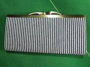 * Kyoto AYANOKOJIayanokouji Hickory stripe material bulrush . long wallet almost unused!!!*