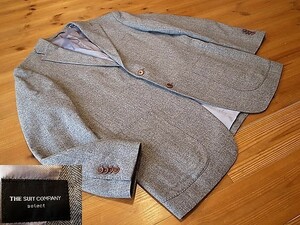 美品 イタリア生地 THE SUIT COMPANY 秋冬 ウールシルク ヘリンボーン ２釦 ジャケット ブレザー