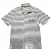 261159◎２【XSサイズ】未使用 送料無料 LEVI'S オープンカラー 半袖 シャツ グレー ボーダー コットン リーバイス メンズ_画像1