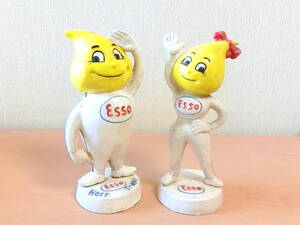 ★激レア ビンテージ ESSO エッソ オイルドロップ エッソボーイ & エッソガール★美品 貯金箱 鋳物製 フィギュア★高さ約15cm 2つで約3kg★