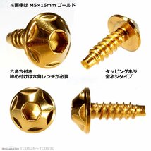 M5×25mm スターヘッド タッピングネジ ステンレス 六角穴付きネジ 車/バイク ドレスアップパーツ ゴールド 1個 TC0130_画像2