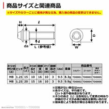 M8×15mm P1.25 ブレーキディスク ローターボルト ホンダ用 ホールヘッド H-1 六角穴付きネジ 車/バイク シルバー 1個 TD0001_画像3