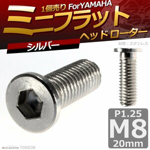 M8×20mm P1.25 brake disk rotor bolt Yamaha for Mini Flat Head hexagon socket head screw car / bike silver 1 piece TD0038