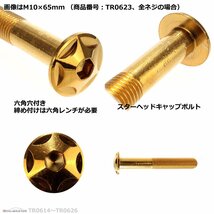 M10×40mm P1.25 ボタンボルト スターヘッド ステンレス 車/バイク/自転車 ドレスアップ パーツ ゴールド 1個 TR0618_画像3