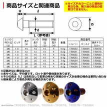 M6×20mm P1.0 ボタンボルト ホールヘッド ステンレス 車/バイク/自転車 ドレスアップ パーツ ゴールド 1個 TR0067_画像3