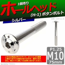 M10×75mm P1.25 ボタンボルト ホールヘッド H-1 ステンレス 車/バイク/自転車 ドレスアップ パーツ シルバー 1個 TR0651_画像1