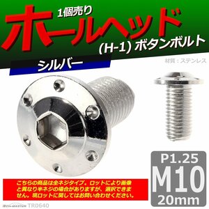 M10×20mm P1.25 ボタンボルト ホールヘッド H-1 ステンレス 車/バイク/自転車 ドレスアップ パーツ シルバー 1個 TR0640