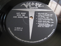 ★♪LAST NIGHT/WITH THE DON RANDI TRIO★Verve V-8524★mono★US orig盤LP★_画像4