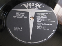 ★♪LAST NIGHT/WITH THE DON RANDI TRIO★Verve V-8524★mono★US orig盤LP★_画像5