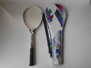 S / KAWASAKI カワサキ テニスラケット NEW NUMBER ONE BORON 6900 KawasaKi ケース 本体 同柄デザイン 中古品