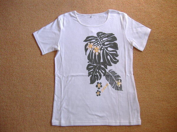 【月末セール!】半袖Tシャツ◎モンステラ◎オフ白◎Mサイズ