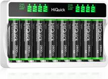 HiQuick 充電池充電器 セット 8本2800mAh 単三電池 +8スロット充電器セット 単三 単四 ニッケル水素、ニカド充電_画像1