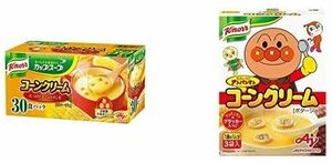 【セット買い】クノール カップスープ コーンクリーム 30袋入　＋　味の素 「クノール それいけ! アンパンマンスープ」コーンクリ