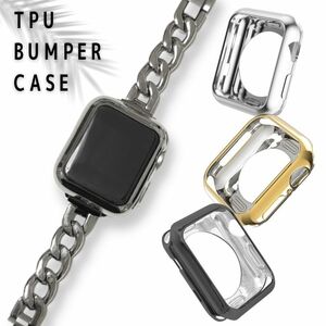 YGG★applewatch アップルウォッチ カバー 40mm 41mm 44mm 45mm 保護ケース バンパー ゴールド 金 シルバー 銀 ブラック 黒 メタリック