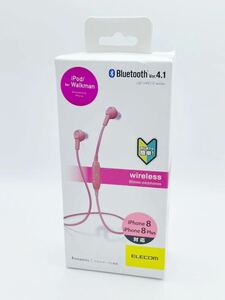 [T268] 未開封！【ELECOM】Bluetoothワイヤレスイヤホン　LBT-HPC12AVPC12 ピンク Bluetooth Ver.4.1