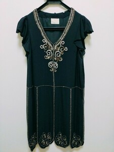 GRACE CONTINENTAL　グレースコンチネンタル　ドレス　ビジュー、スパンコール装飾　　　黒　サイズ36