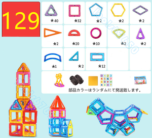 129PCS マグネットブロック 磁石ブロック おもちゃ マカロン色 立体パズル 知育玩具 幼児 保育園 小学生 誕生日 クリスマスプレゼント