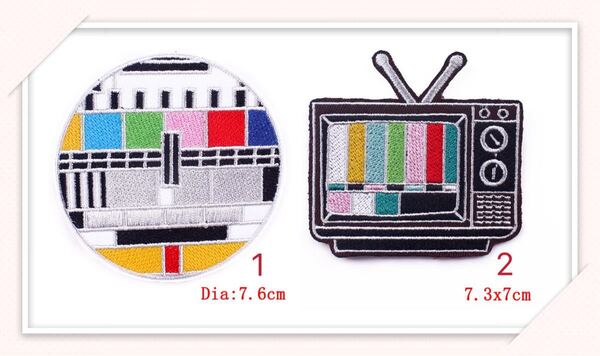 CY06 刺繍アイロンワッペン テレビ 2枚分 大きいサイズ