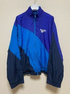 90's ヴィンテージ Reebok リーボック プルオーバー ジャケット ナイロンジャケット XL 青