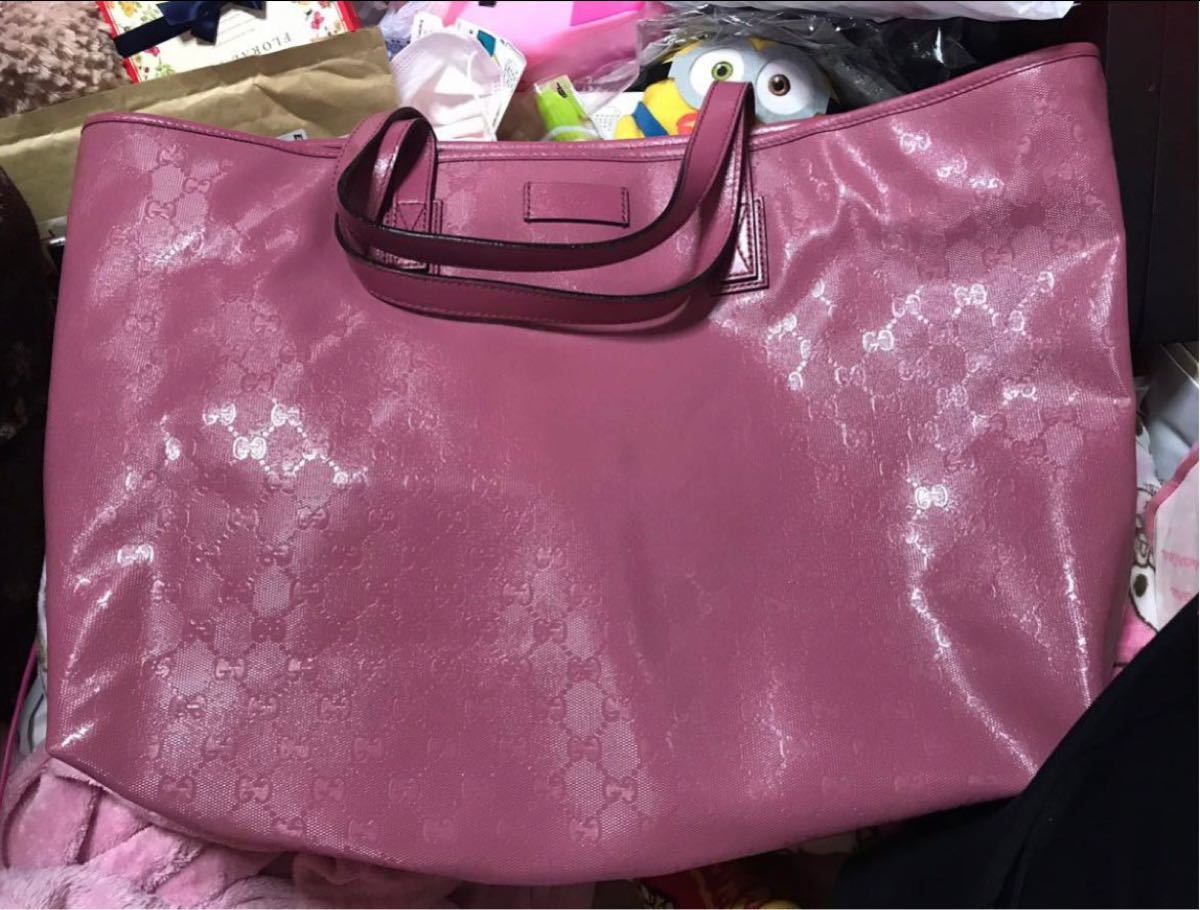 COACH コーチ レザー ショッキングピンク ロゴプレート トートバッグ