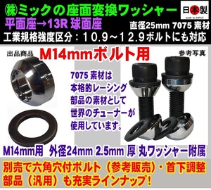 ◇◎ 【2022年発売】座面変換ワッシャー Ｍ14mm用 平面座 → 13R球面座 日本製 1個 専用丸ワッシャー１個 附属