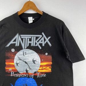 ビンテージ 90s【ANTHRAX】バンド Tシャツ USA製 L アンスラックス メタル ノットマン Public Enemy s.o.d metalica d.r.i 古着 ロックT