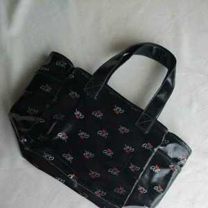 [ beautiful goods ] agnes b * Agnes B tote bag black black Heart nylon coating bag pattern Logo regular goods 