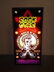 ロックンロール ロックスター ロカビリー ギター スカル カフェ バー ライブハウス サイン 置物 雑貨 LEDライトBOX