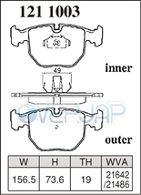 P1211003 DIXCEL プレミアム ブレーキパッド フロント用 BMW E53 X5 FA30/FA30N/FA30NA/FB44/FB44N/FB44NA 2000/12～2007/5 3.0i/4.4i_画像2