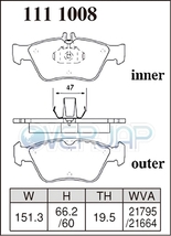 P1111008 DIXCEL Premium ブレーキパッド フロント用 メルセデスベンツ W210(WAGON) 210261 1999/8～2000/8 E240 2.4(車台No.A962232～)_画像2